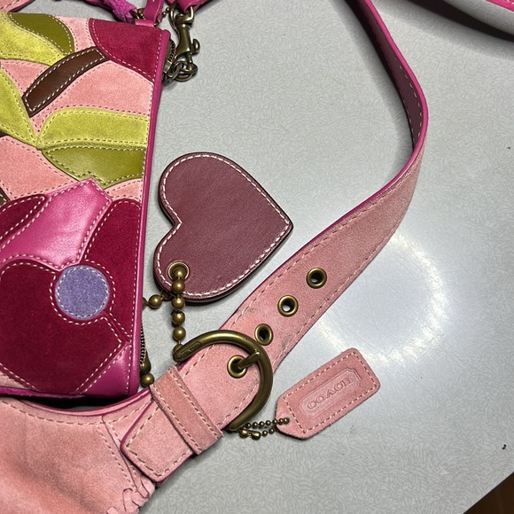 *Rare* Coach Ltd Ed Poppy for Peace Pink Hippie Crossbody & Wristlet SET Floral - Picture 5 of 14